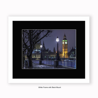 London - Big Ben At Night - Colour - Mounted & Framed Art Print