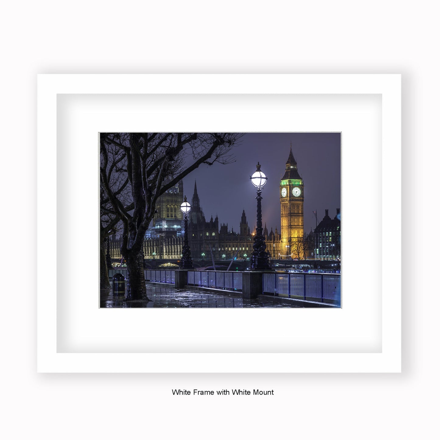 London - Big Ben At Night - Colour - Mounted & Framed Art Print