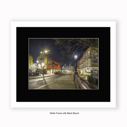 London - Camden High Street At Night Railway bridge - Mounted & Framed Art Print