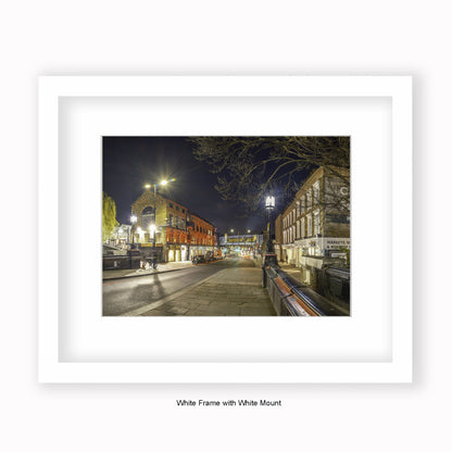 London - Camden High Street At Night Railway bridge - Mounted & Framed Art Print