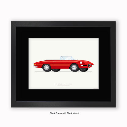 Graduate - 1966 Alfa Romeo 1600 Spider Duetto - Mounted & Framed Art Print