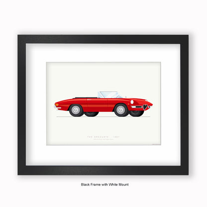 Graduate - 1966 Alfa Romeo 1600 Spider Duetto - Mounted & Framed Art Print