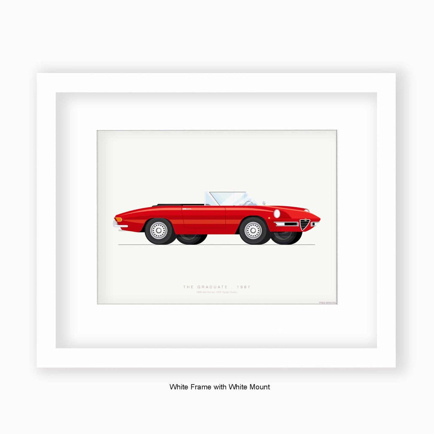 Graduate - 1966 Alfa Romeo 1600 Spider Duetto - Mounted & Framed Art Print