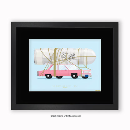 Simpsons Movie - 1989 Pink Car - Mounted & Framed Art Print