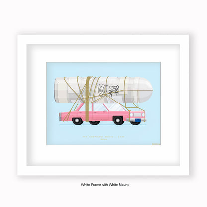 Simpsons Movie - 1989 Pink Car - Mounted & Framed Art Print