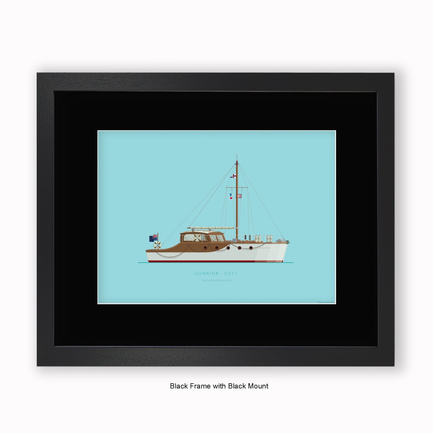 Dunkirk - Moonstone Sailing Boat - Mounted & Framed Art Print