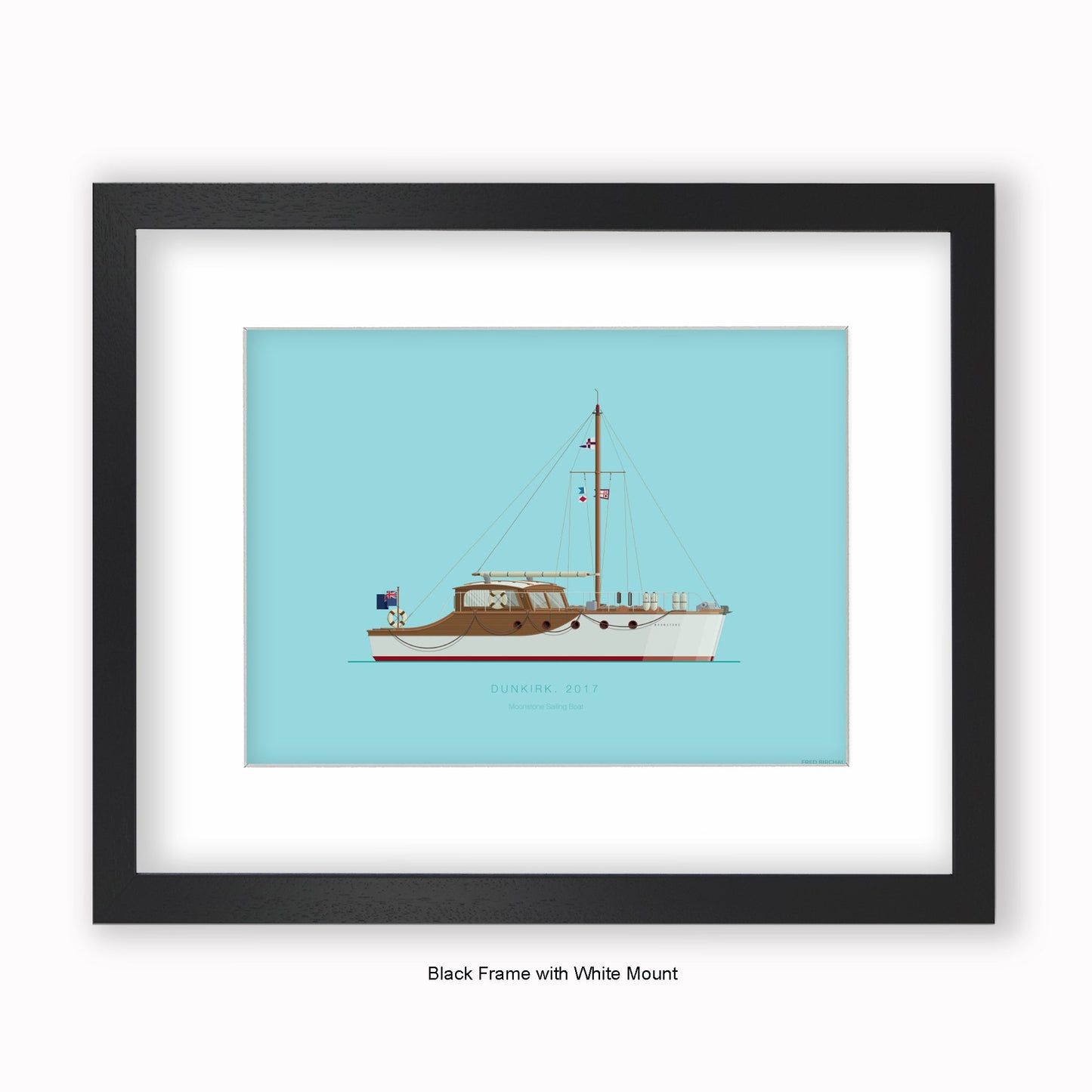 Dunkirk - Moonstone Sailing Boat - Mounted & Framed Art Print