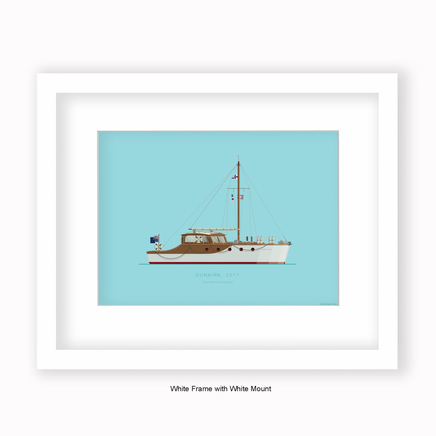 Dunkirk - Moonstone Sailing Boat - Mounted & Framed Art Print