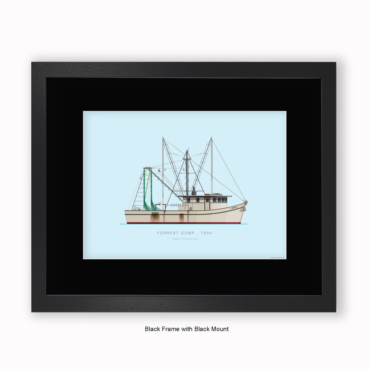 Forrest Gump - JENNY Shrimping Boat - Mounted & Framed Art print