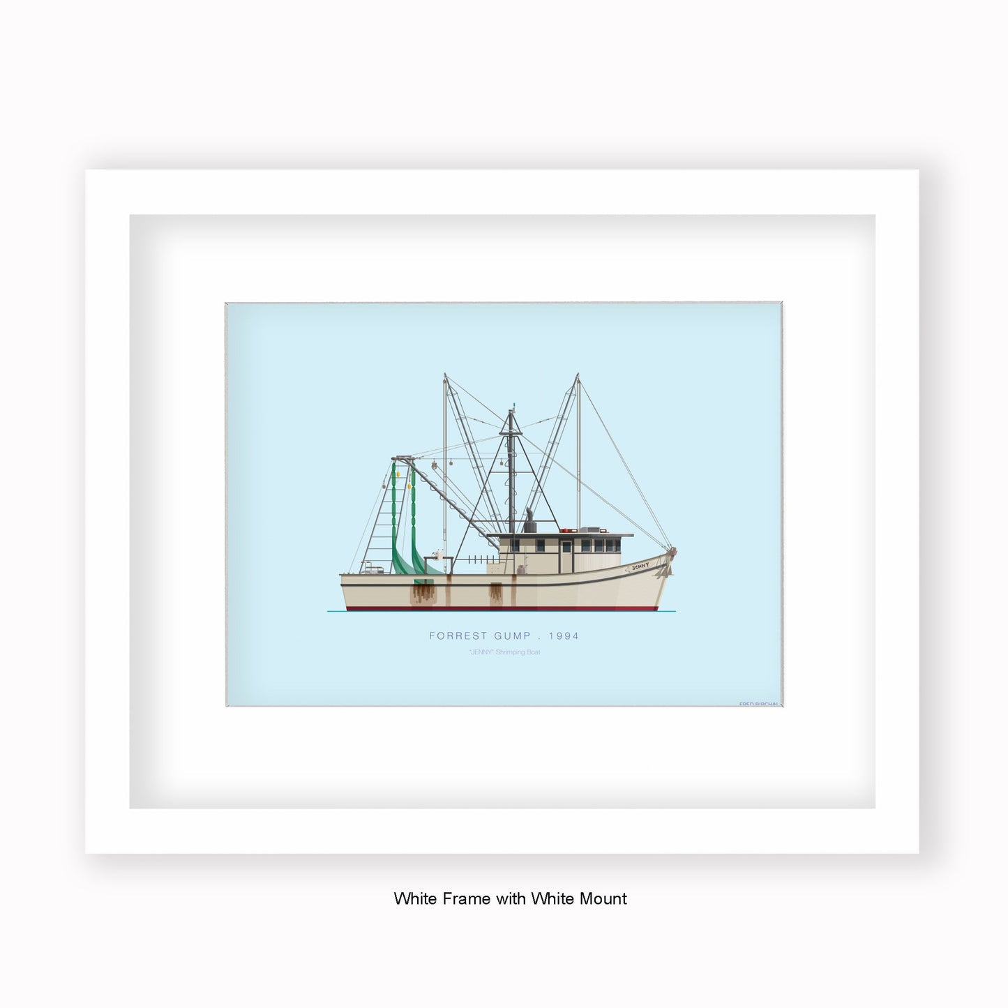 Forrest Gump - JENNY Shrimping Boat - Mounted & Framed Art print