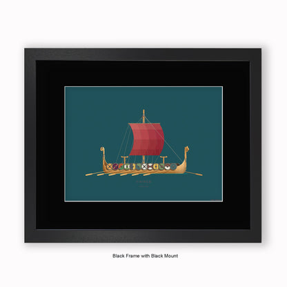 Vikings - Viking ship - Mounted & Framed Art print