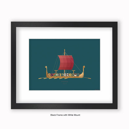 Vikings - Viking ship - Mounted & Framed Art print