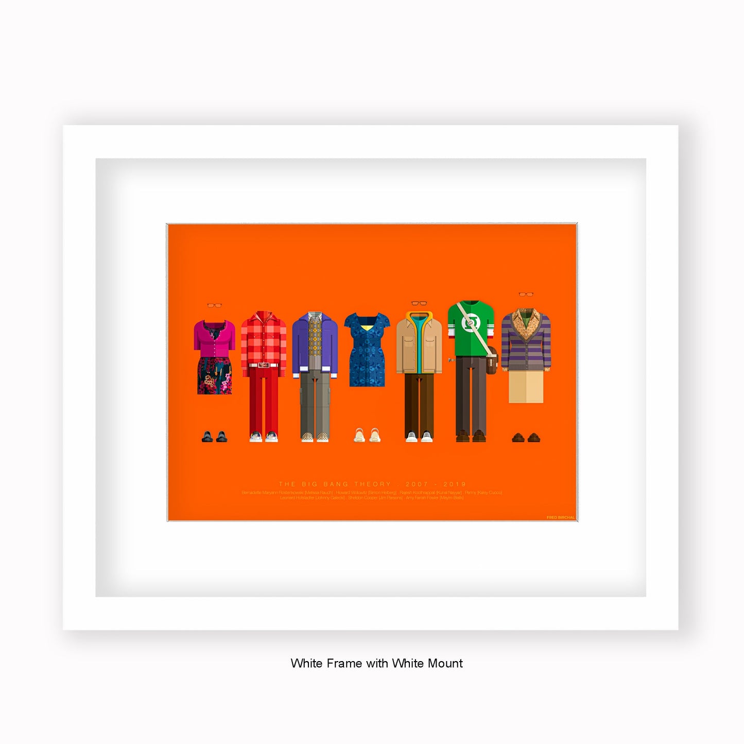 Big Bang Theory - 7 Characters - Mounted & Framed Art print