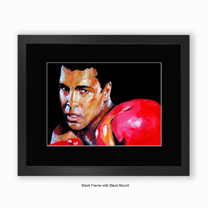 Muhammad Ali - Red Gloves - Mounted & Framed Art Print