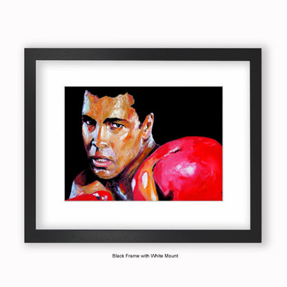 Muhammad Ali - Red Gloves - Mounted & Framed Art Print