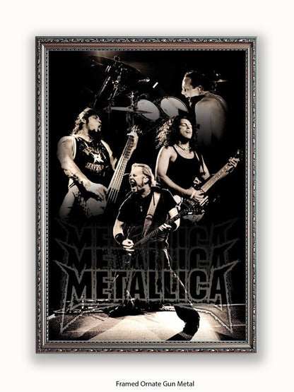 Metallica   b&w   Live Poster