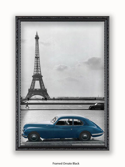 Paris  Eiffel Tower  Blue Car poster