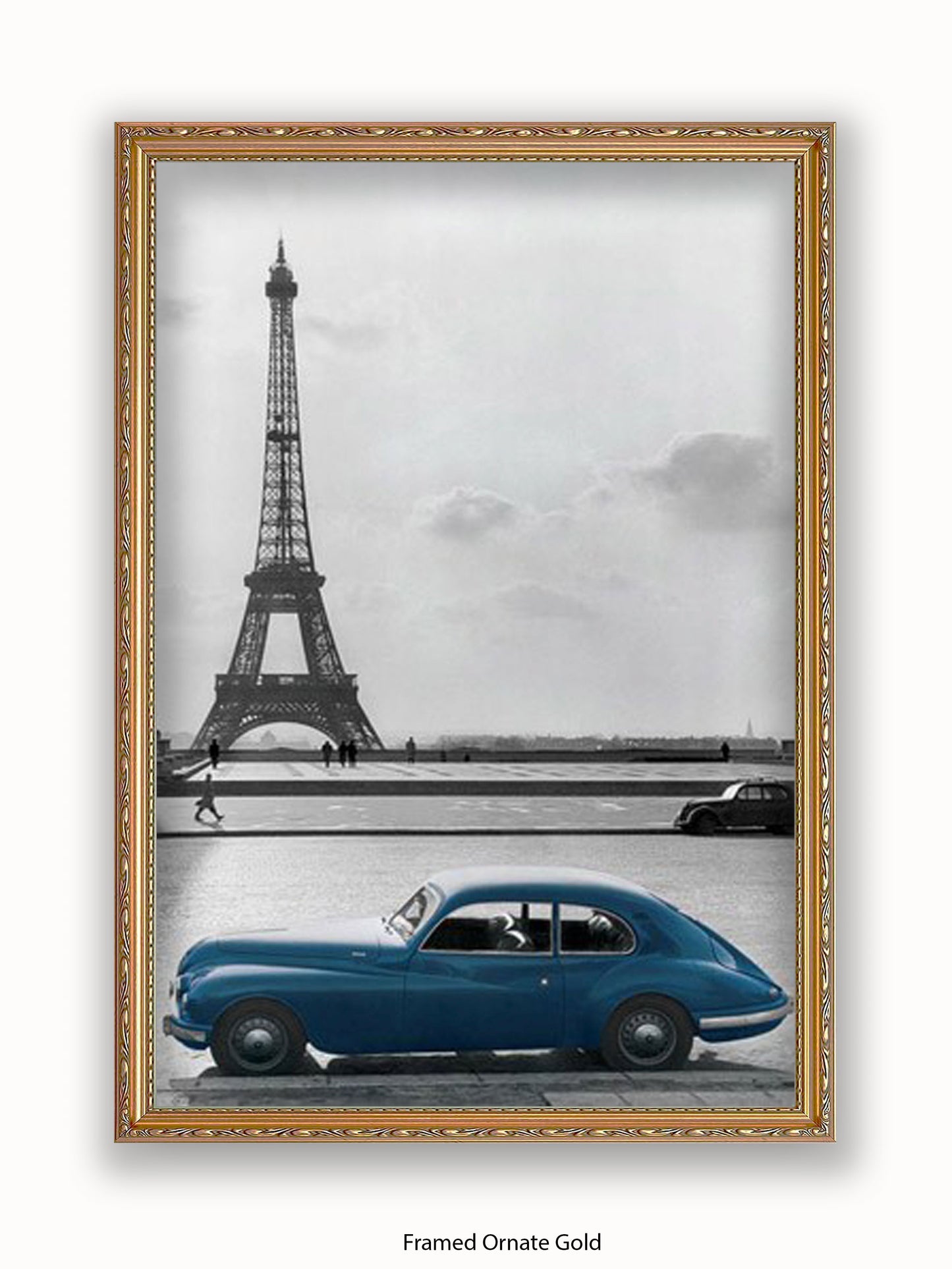 Paris  Eiffel Tower  Blue Car poster