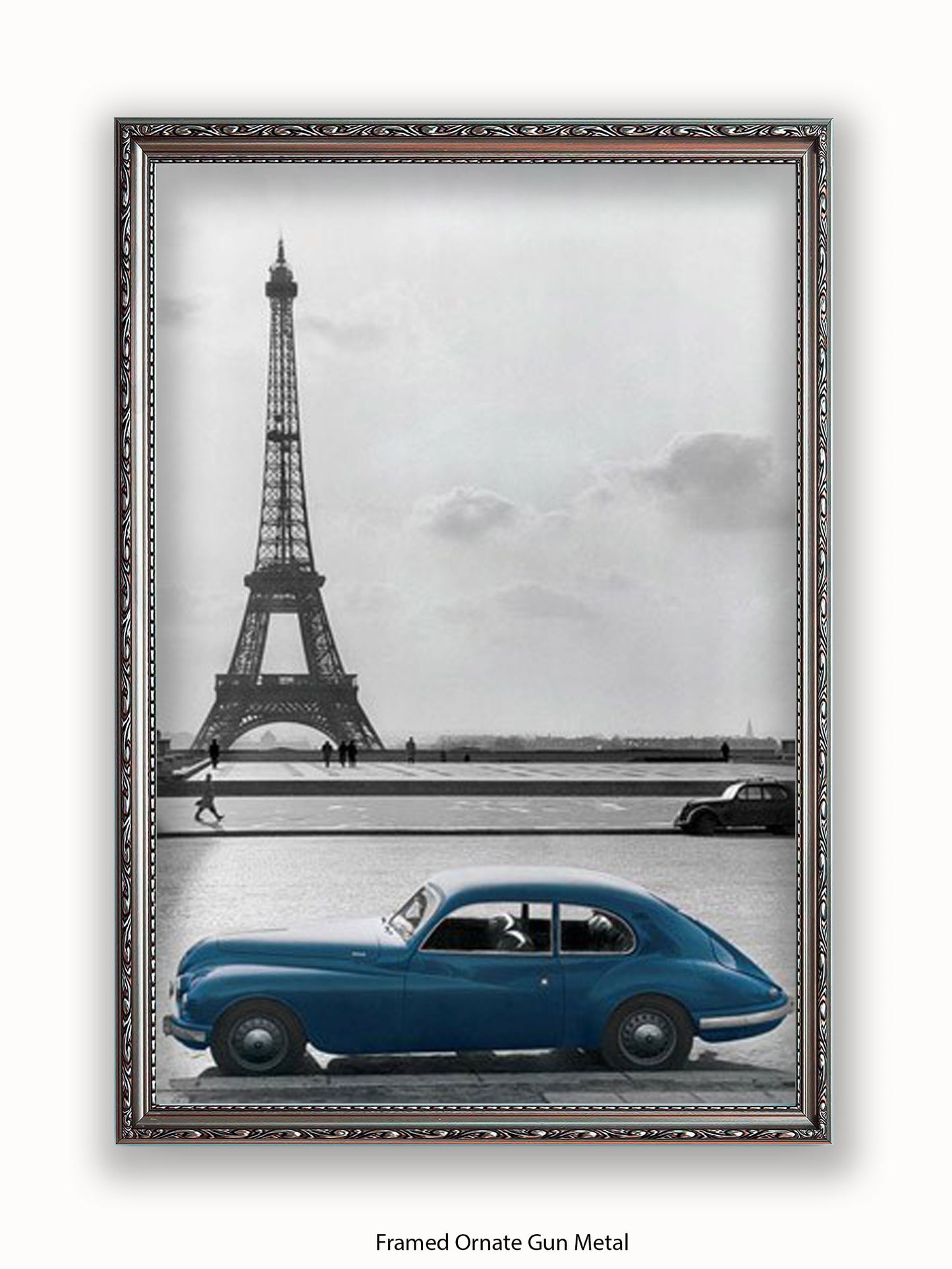 Paris  Eiffel Tower  Blue Car poster