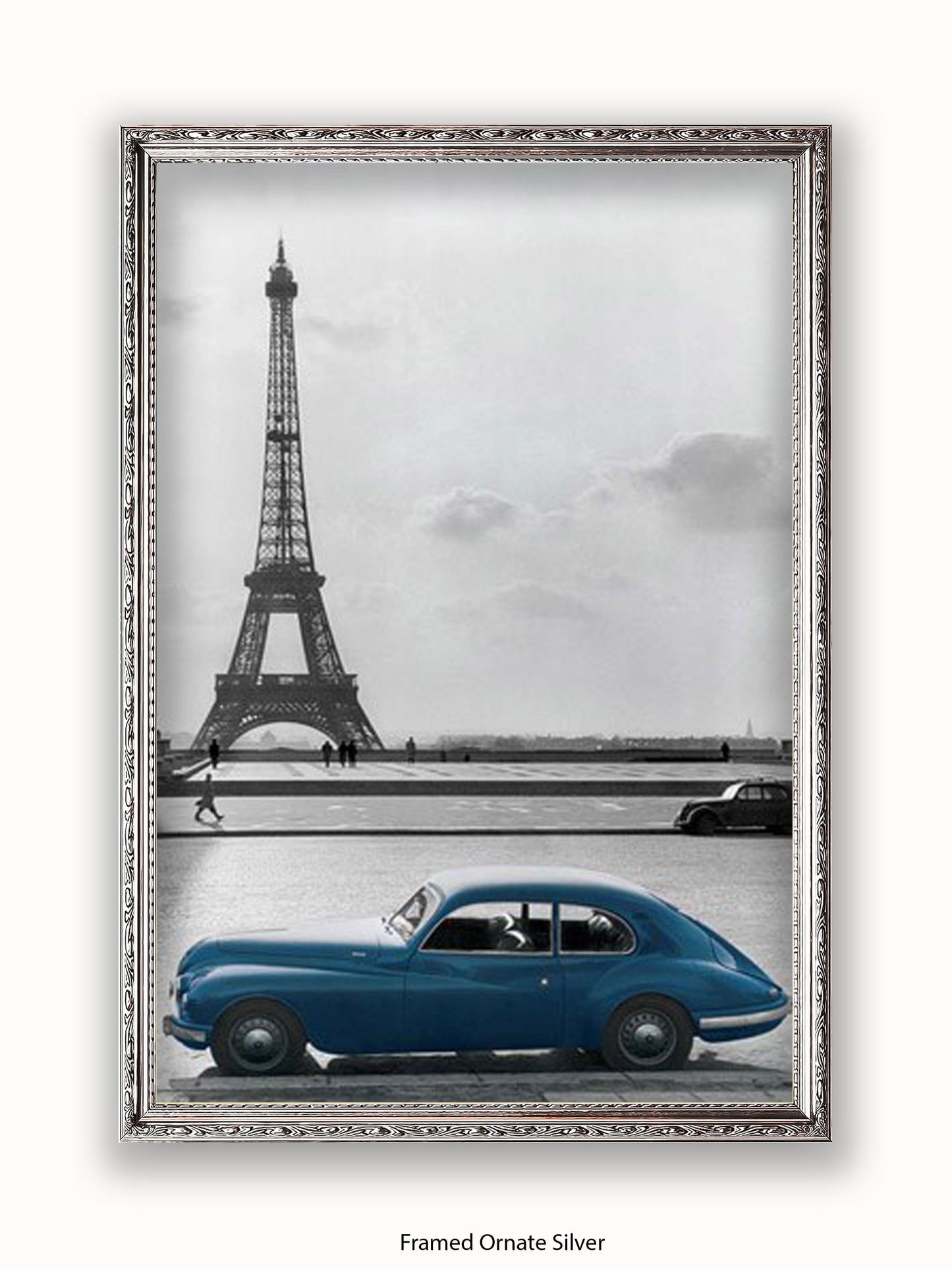 Paris  Eiffel Tower  Blue Car poster