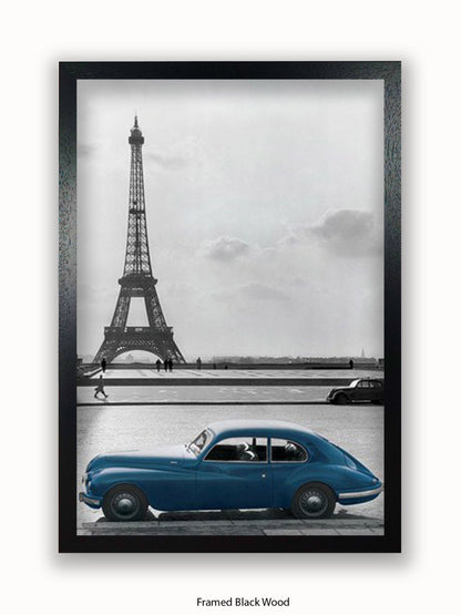 Paris  Eiffel Tower  Blue Car poster