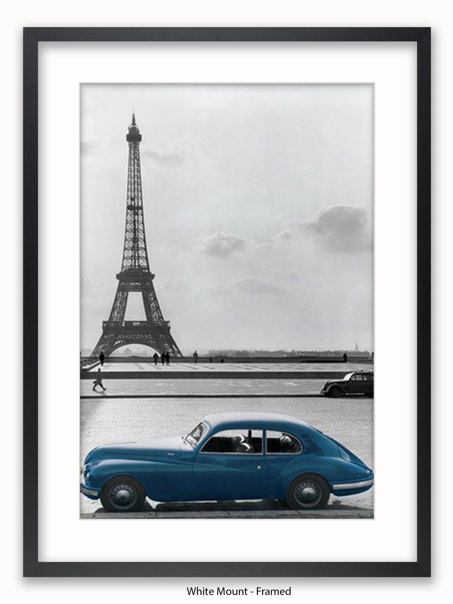 Paris  Eiffel Tower  Blue Car poster