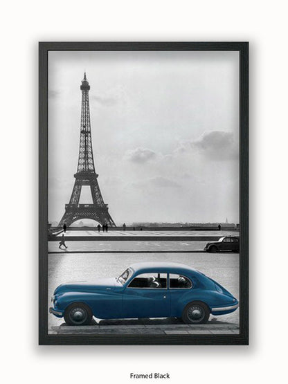 Paris  Eiffel Tower  Blue Car poster