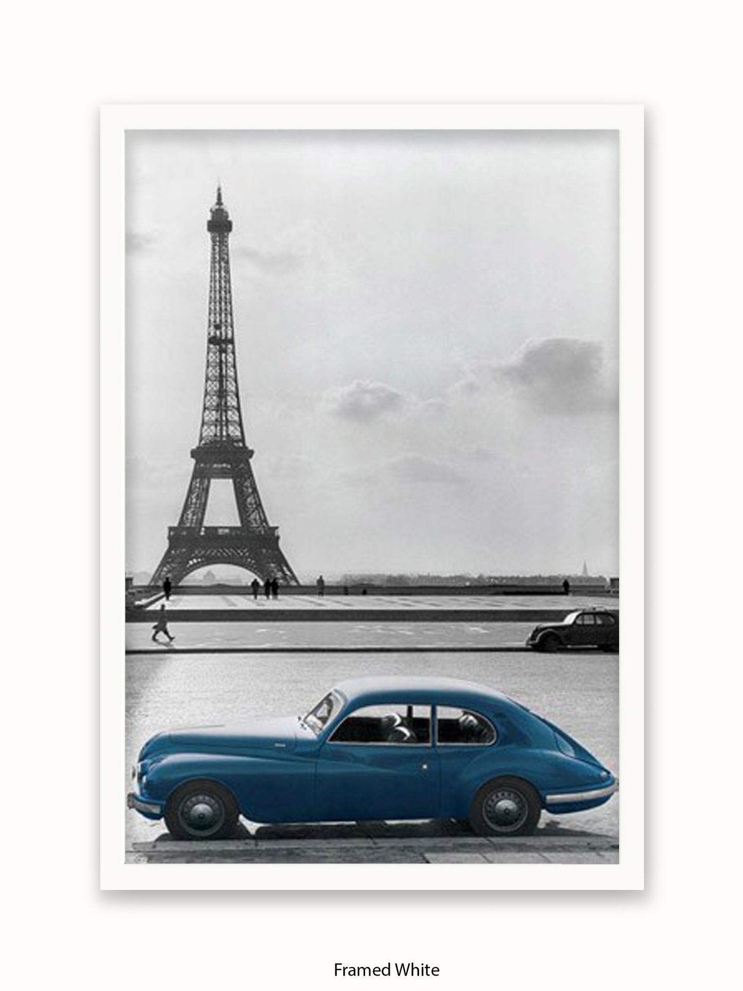 Paris  Eiffel Tower  Blue Car poster