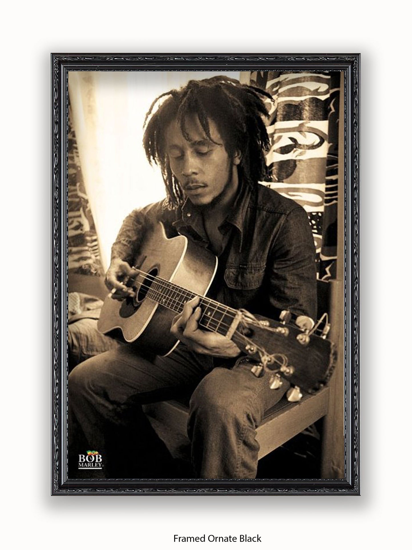 Bob Marley   Sepia  Sitting  Guitar Poster