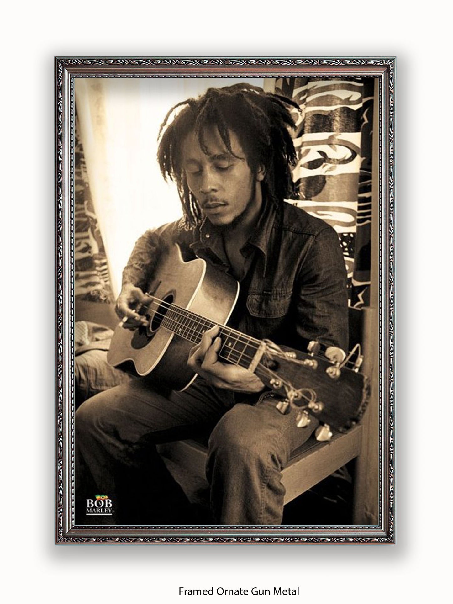 Bob Marley   Sepia  Sitting  Guitar Poster