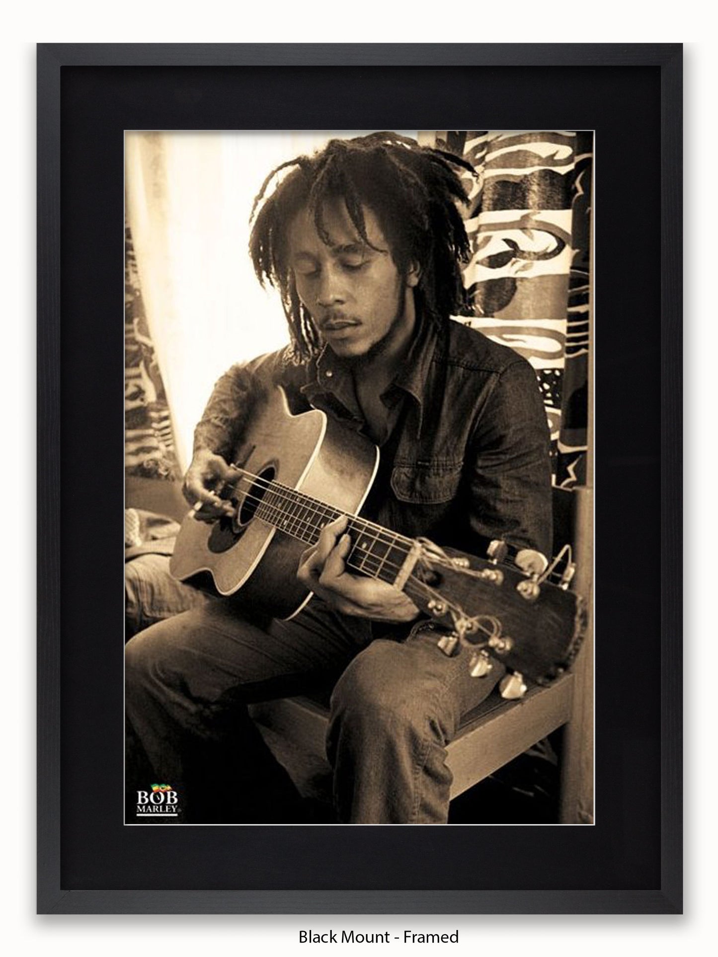 Bob Marley   Sepia  Sitting  Guitar Poster