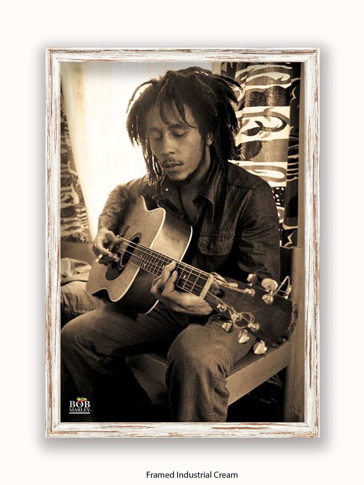 Bob Marley   Sepia  Sitting  Guitar Poster