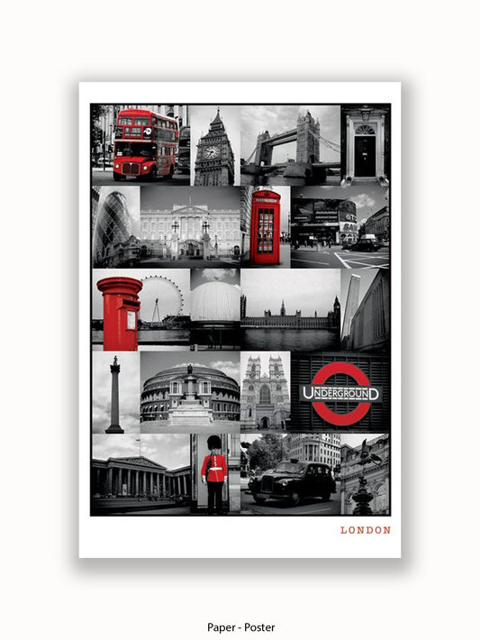 London  Red Collage poster