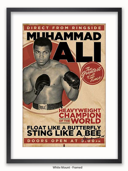 Muhammad Ali  Vintage  Float Like A Butterfly Sting Like A Bee Poster