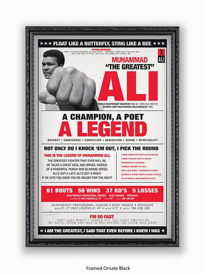 Muhammad Ali  Champion  Poet  Legend Poster