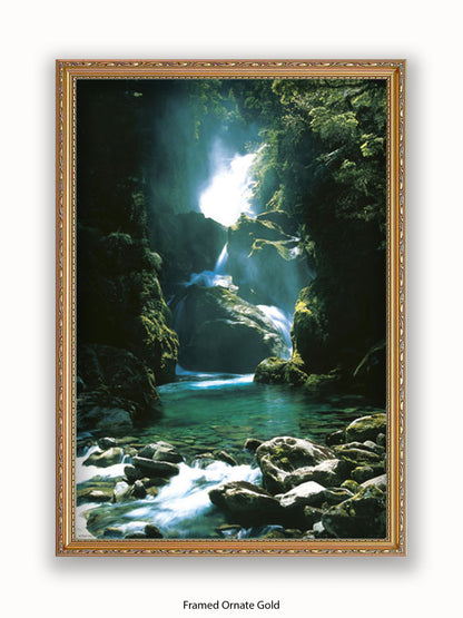 New Zealand Waterfall Poster