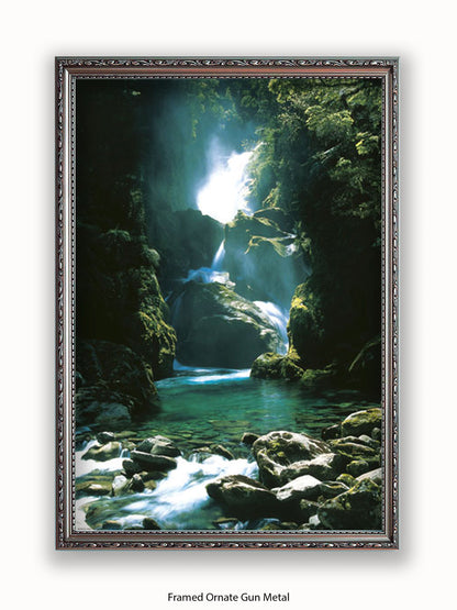 New Zealand Waterfall Poster