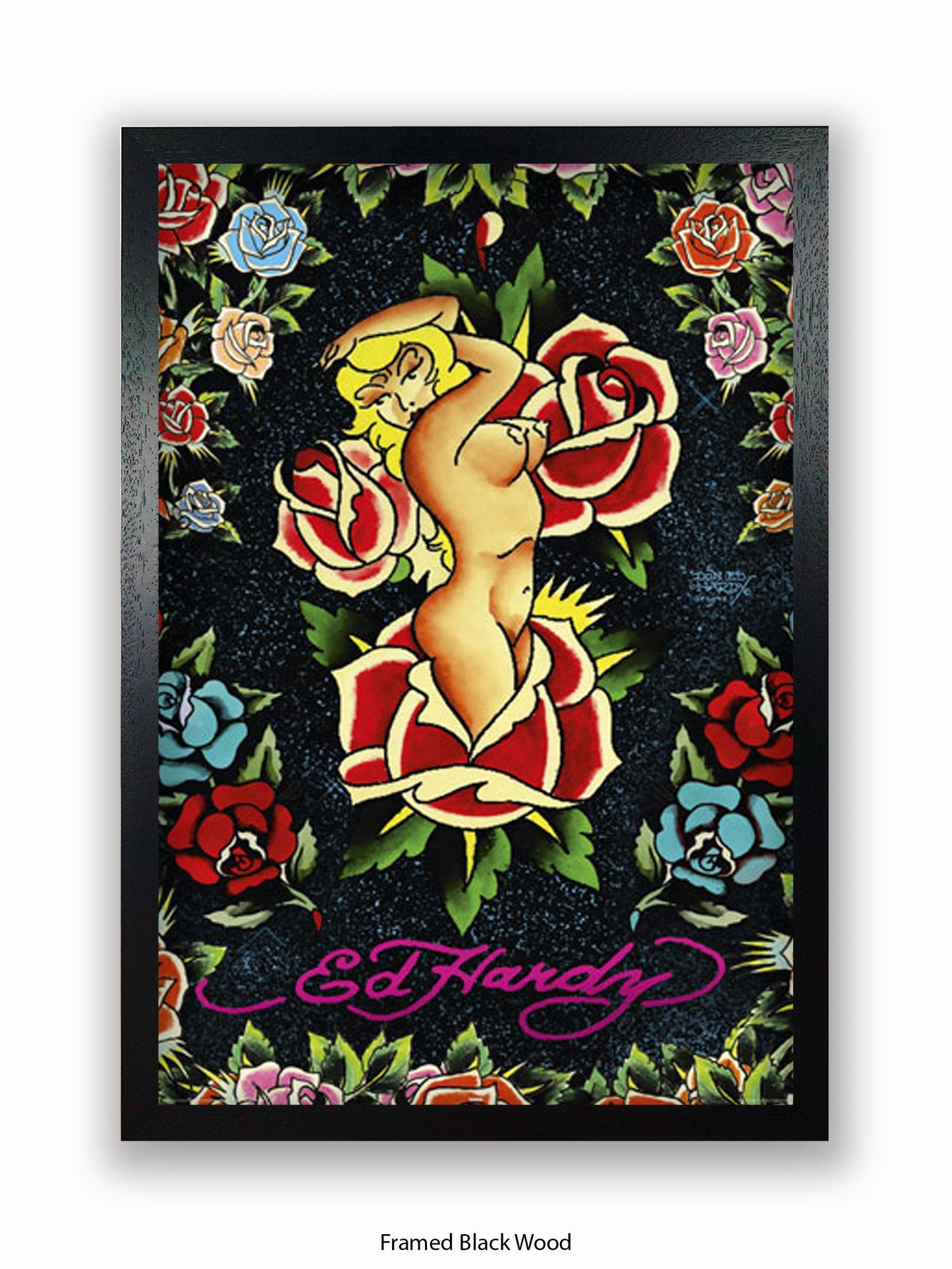 Ed Hardy Rose Pin Up Poster