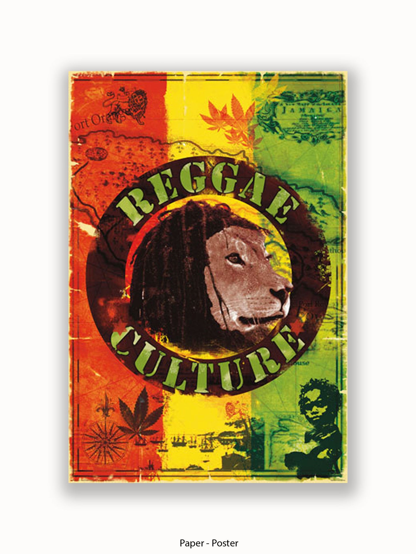 Reggae  Culture  Map  of  Jamaica Poster