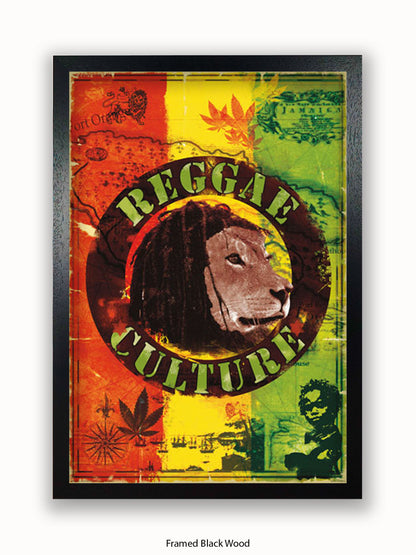 Reggae  Culture  Map  of  Jamaica Poster