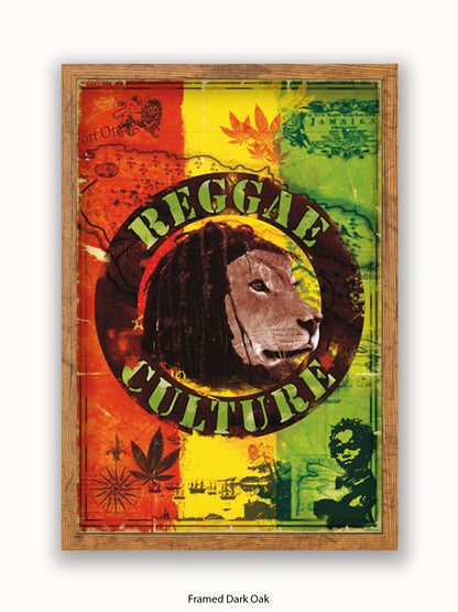 Reggae  Culture  Map  of  Jamaica Poster