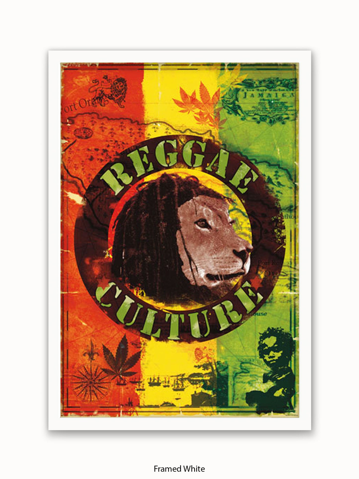 Reggae  Culture  Map  of  Jamaica Poster