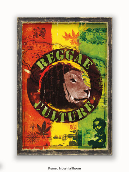 Reggae  Culture  Map  of  Jamaica Poster