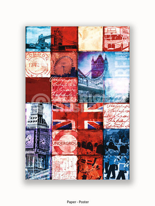 London Patchwork Collage Poster