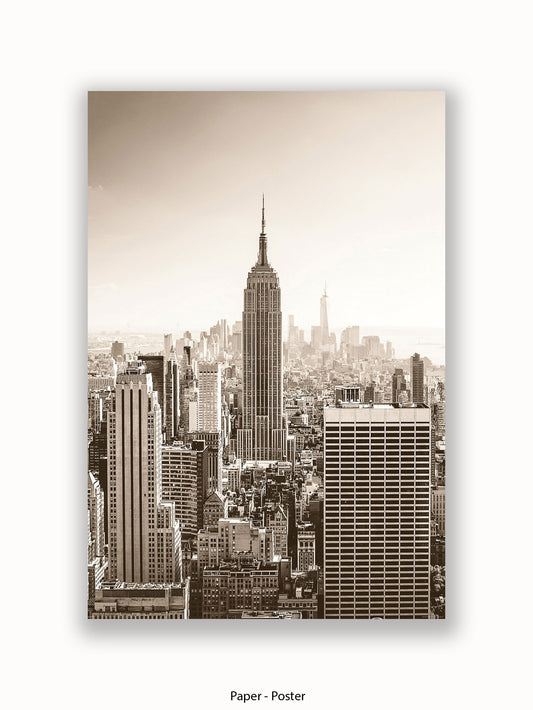 New York At Dawn Sepia Poster