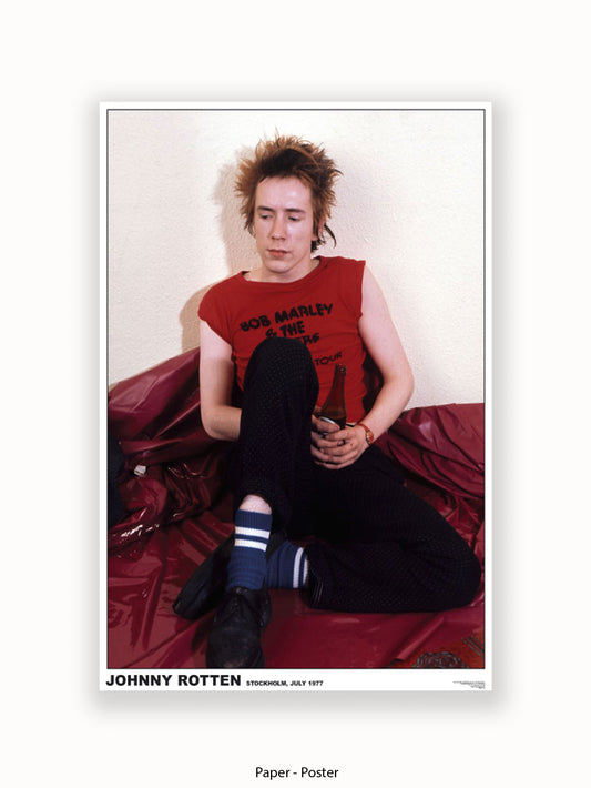 Sex Pistols - Johnny Rotten - Stockholm July 1977 Marley t shirt- Poster