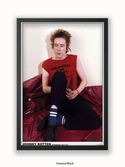 Sex Pistols - Johnny Rotten - Stockholm July 1977 Marley t shirt- Poster