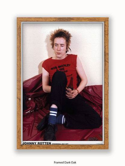 Sex Pistols - Johnny Rotten - Stockholm July 1977 Marley t shirt- Poster