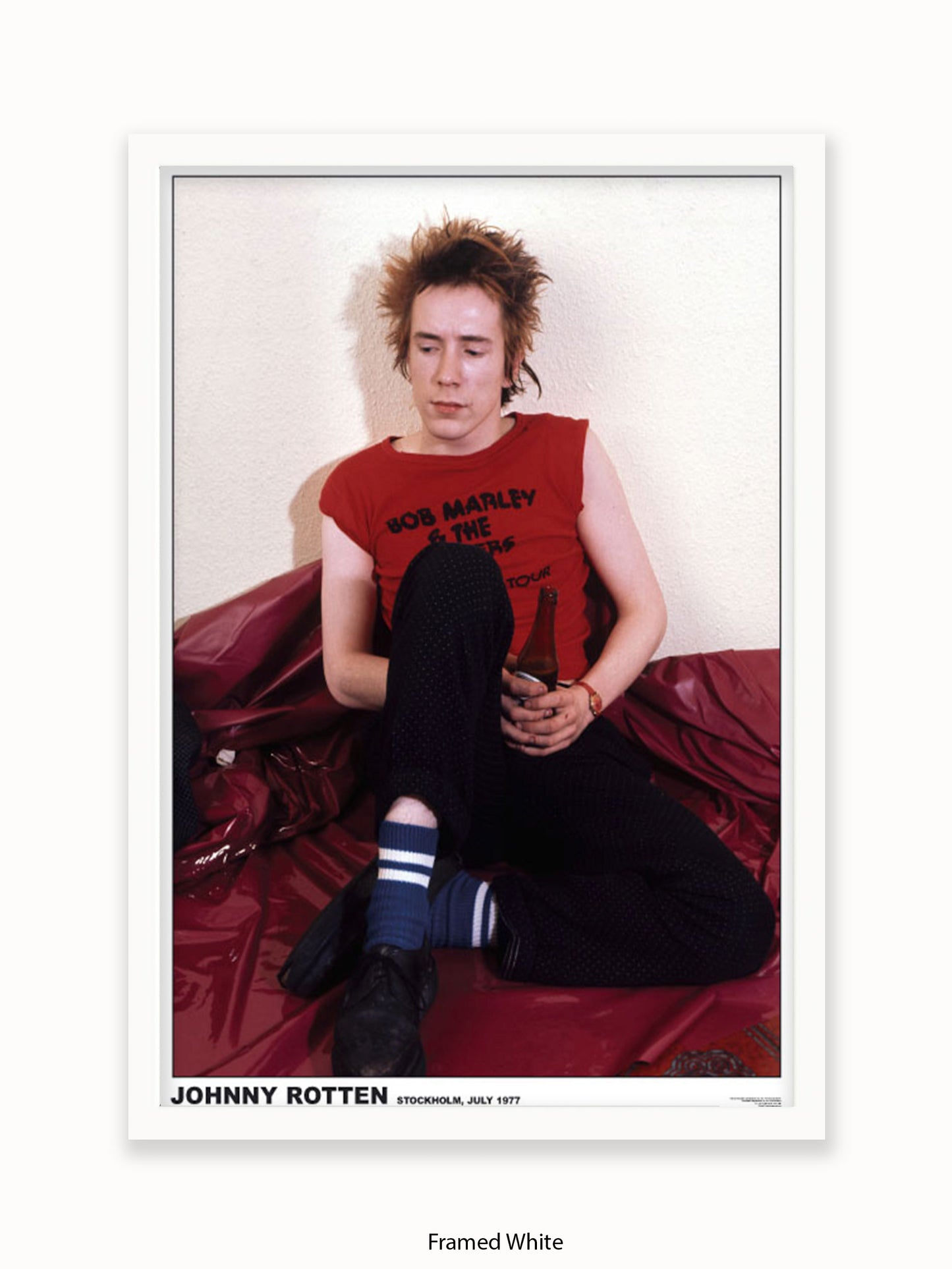 Sex Pistols - Johnny Rotten - Stockholm July 1977 Marley t shirt- Poster