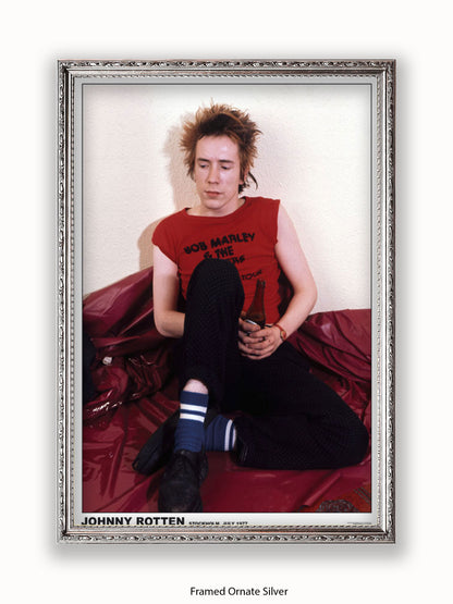 Sex Pistols - Johnny Rotten - Stockholm July 1977 Marley t shirt- Poster